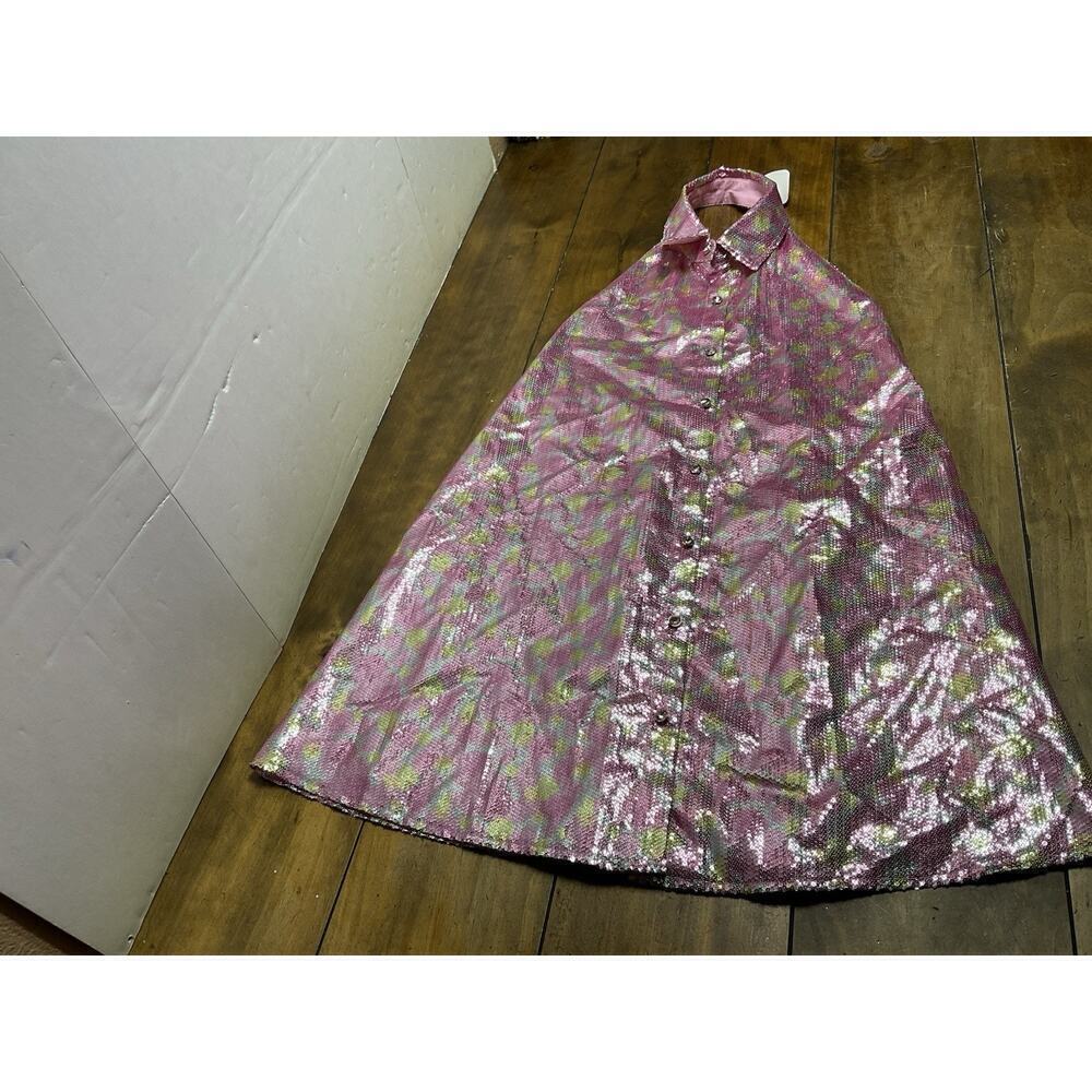 Queen Of Sparkles Backless Sequin Glitter Halter Rainbow Dress Medium NWT